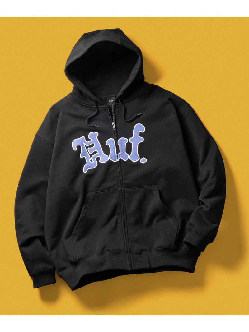 NOBLE FULL ZIP FLEECE HOODIE/ HUF ハフ ジップパーカー HUF ハフ トップス パーカー・フーディー ブラック グレー オレンジ【送料無料】[ Fashion]