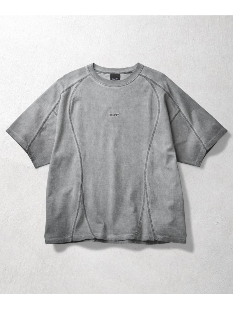 WASHED PANELED CREW / HUF ティーシャツ カットソー HUF ハフ トップス カットソー・ティーシャツ 青碧 薄墨色【貨物輸送無料】[ Fashion]