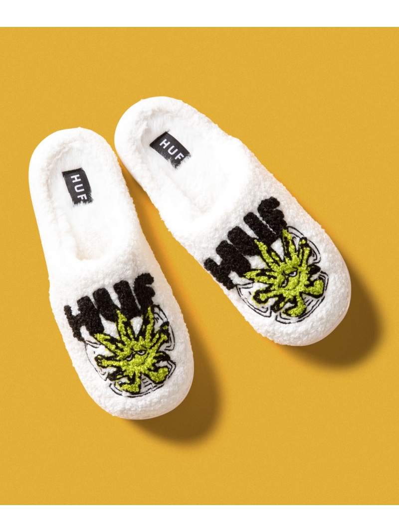 SNOW ANGEL FUZZY SLIPPER / HUF 家庭用スリッパ 横すべり HUF ハフ シューズ・靴 サンダル 黒いこと 白いこと【貨物輸送無料】[ Fashion] サンダル-メンズ靴-靴