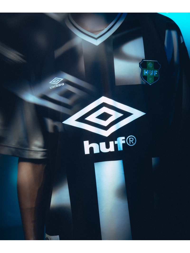HUF X UMBRO TRIPE JERSEY / HUF コラボ サッカー ユニフォーム HUF ハフ トップス カットソー・Tシャツ ブラック【送料無料】[ Fashion]｜HUF