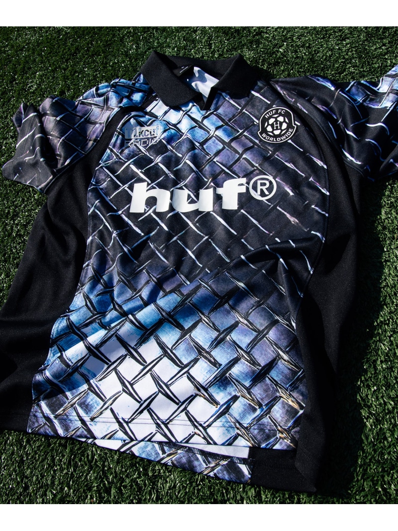 SOCCER DIAMOND PLATE JERSEY / HUF サッカージャージ HUF ハフ トップス カットソー・ティーシャツ 黒いこと【貨物輸送無料】[ Fashion]