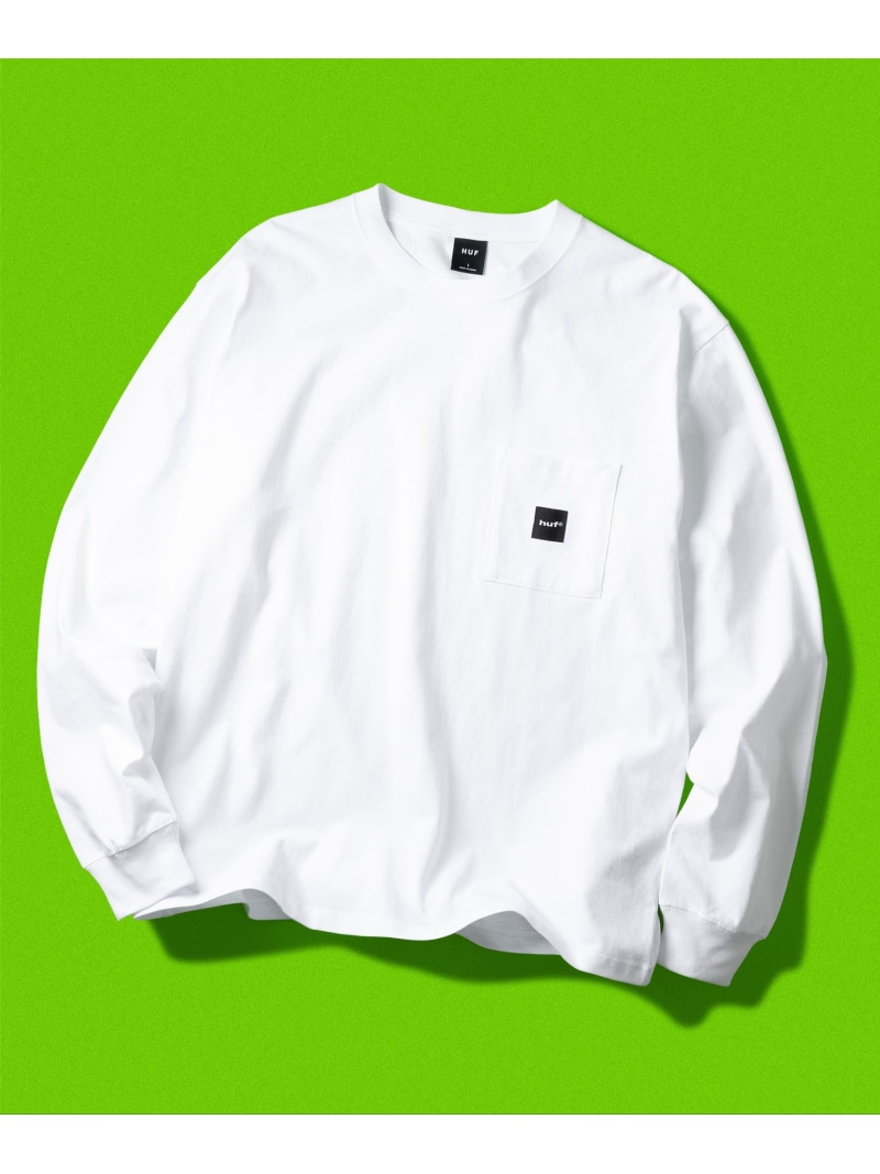 BOX LOGO POCKET LS TEE / HUF ハフ ロゴ Tシャツ ロンT HUF ハフ トップス カットソー・Tシャツ ブラック グリーン オレンジ ホワイト【送料無料】[ Fashion]