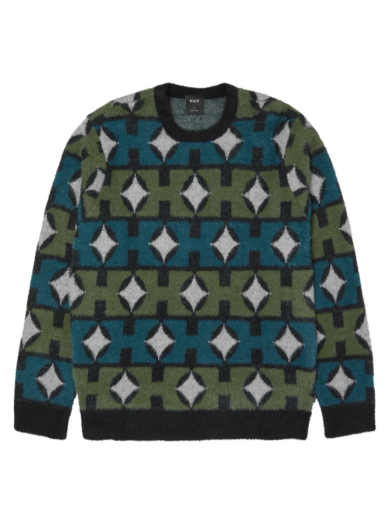 SPACE AGE CREWNECK SWEATER / HUF ハフ スウェーター 編み物 HUF ハフ トップス 編み物【貨物輸送無料】[ Fashion]