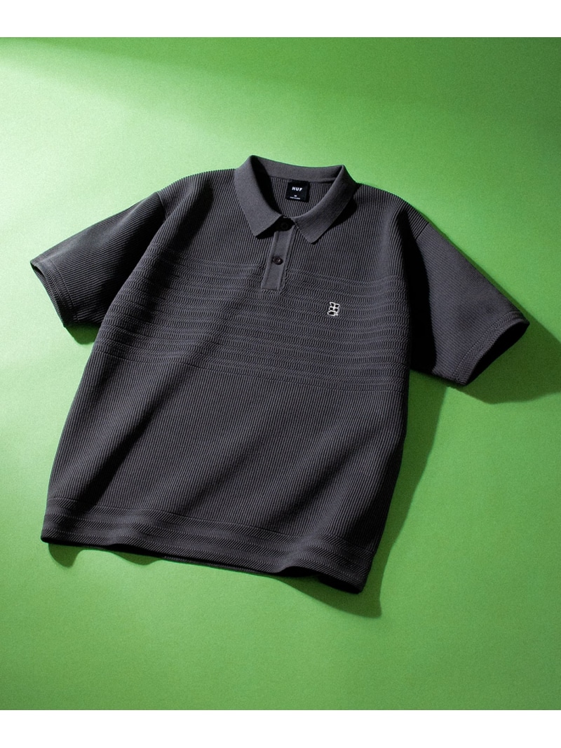 MEGABLAST KNIT POLO TOP / HUF ハフ 編み物 スポーツシャツ HUF ハフ トップス スポーツシャツ 薄墨色 パープル【貨物輸送無料】[ Fashion]