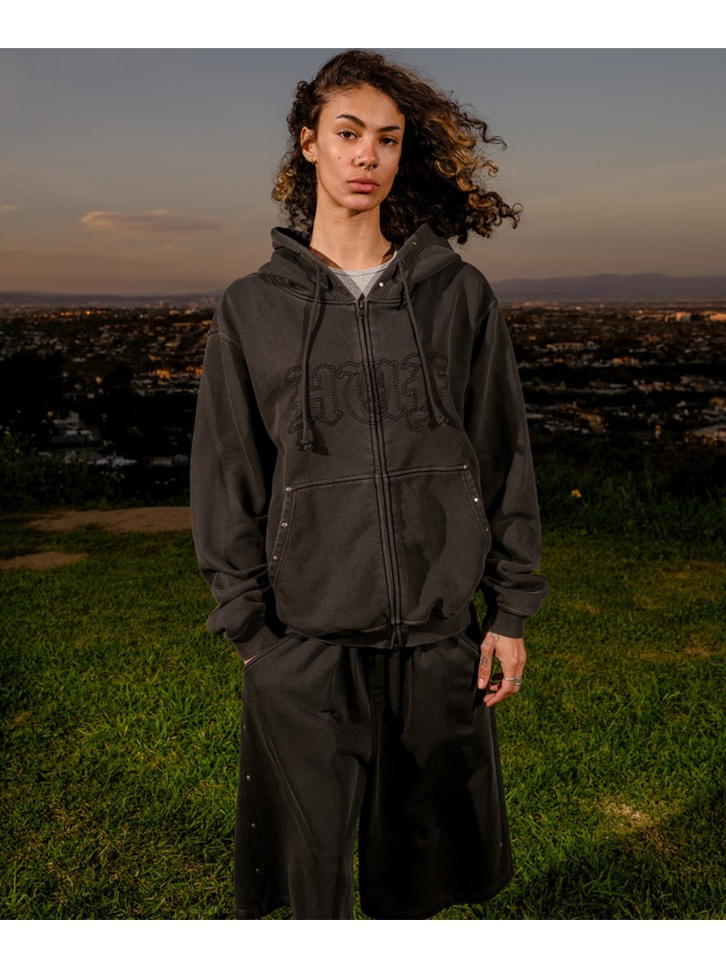 STUDDED HOODIE / HUF ハフ パーカー HUF ハフ トップス パーカー・フーディー 黒いこと ベージュ 赤いこと【貨物輸送無料】[ Fashion]