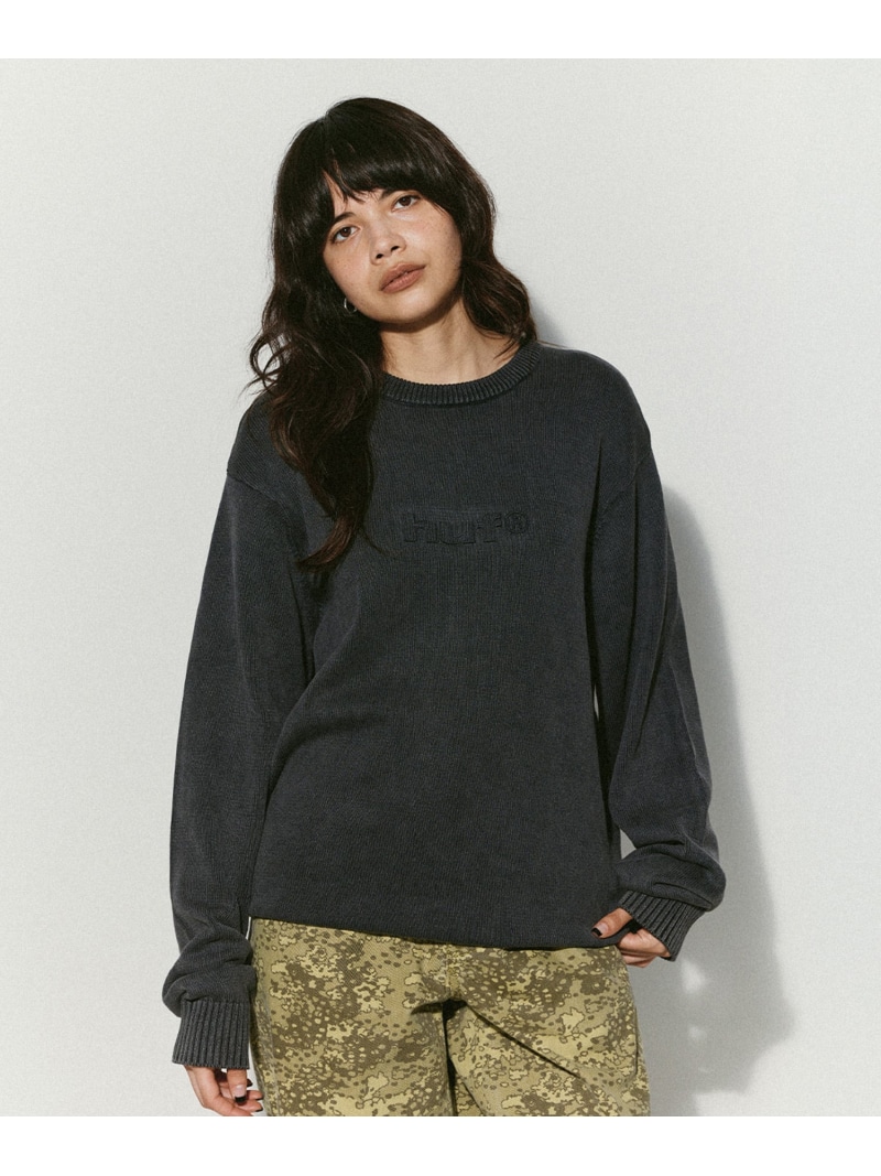 PACIFIC WASH EMBOSSED CREWNECK SWEATER / HUF ハフ セーター HUF ハフ トップス ニット ブラック ブルー【送料無料】[ Fashion]