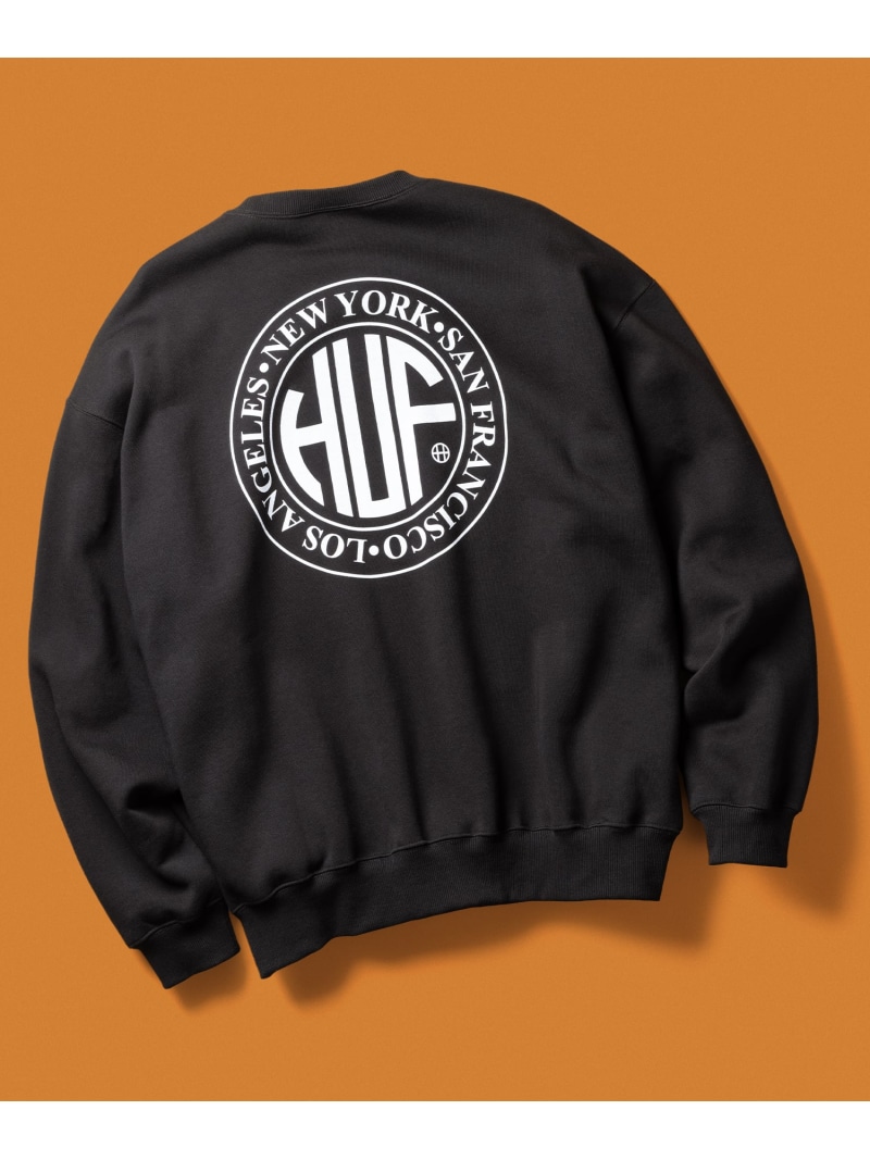 REGIONAL CREWNECK / HUF ハフ 汗水 調教師 HUF ハフ トップス スウェット・トレーナー 薄墨色 黒いこと【貨物輸送無料】[ Fashion]