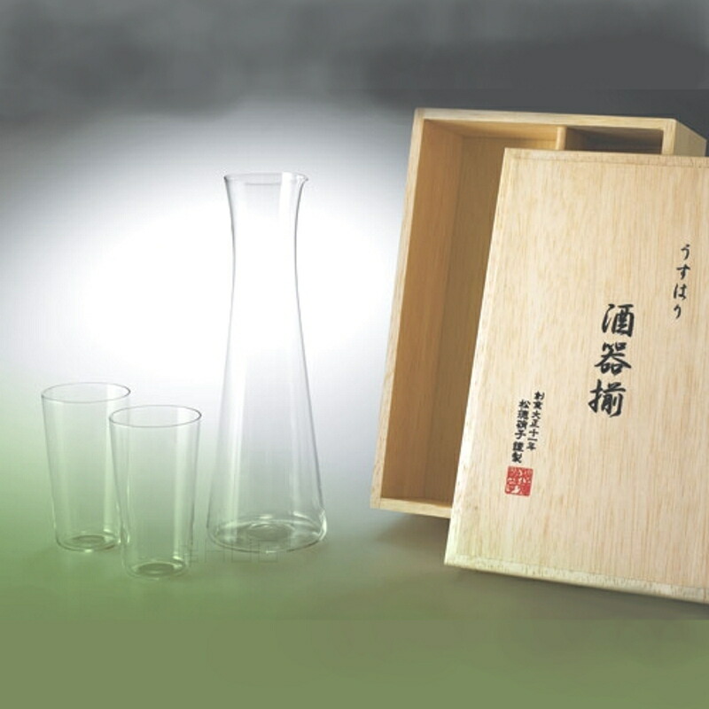 【松徳琉璃 うすはり】 酒器揃 うすはり水のみ 水のみ 日本酒 冷酒 酒器 書き割り 薄べったい 家飲み グッズ 晩酌 今めかしい 差し上げ物 差し上げ物 一緒になる祝賀会 差し上げ物 祝賀会 内祝い 木九鼎大呂