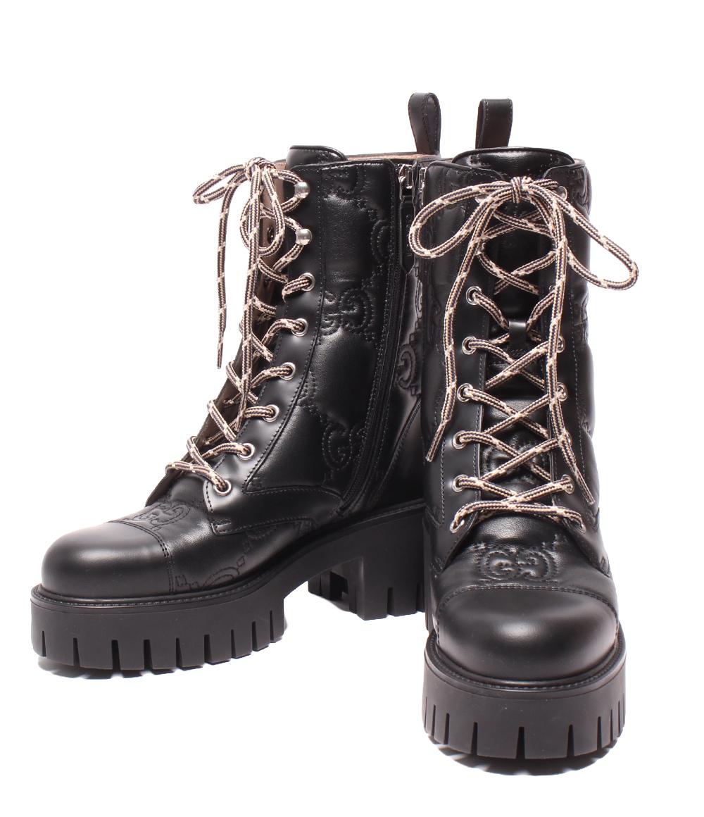 GUCCI グッチ　ブラック　レザー　ハイヒールブーツ　11cmヒール　37 GUCCI グッチ ブラック レザー ハイヒールブーツ 11cmヒール 37