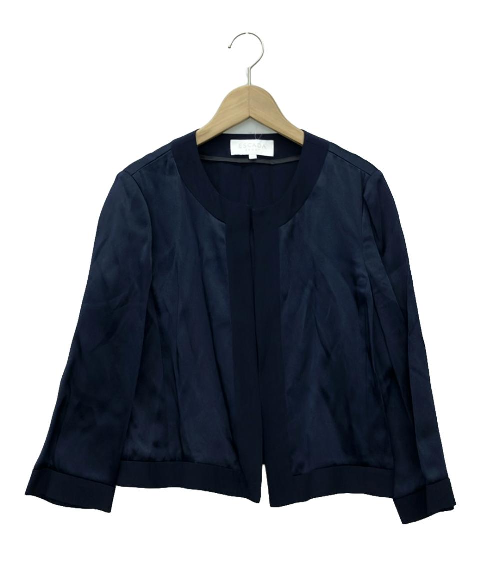 【定価15.6万】エスカーダ ESCADA *ジップアップカラーレスジャケット*36/Sオフホワイトジャージーニット(jk33-2307-136)【52G32】 ESCADA 【定価15.6万】エスカーダ *ジップアップカラーレス