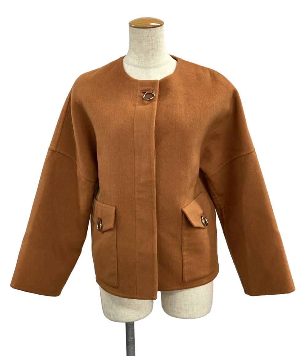 美品 HERMES エルメス　グリーン ウール ショートコート　テーラード HERMES エルメス コート '21AW カシミヤショートコート 34