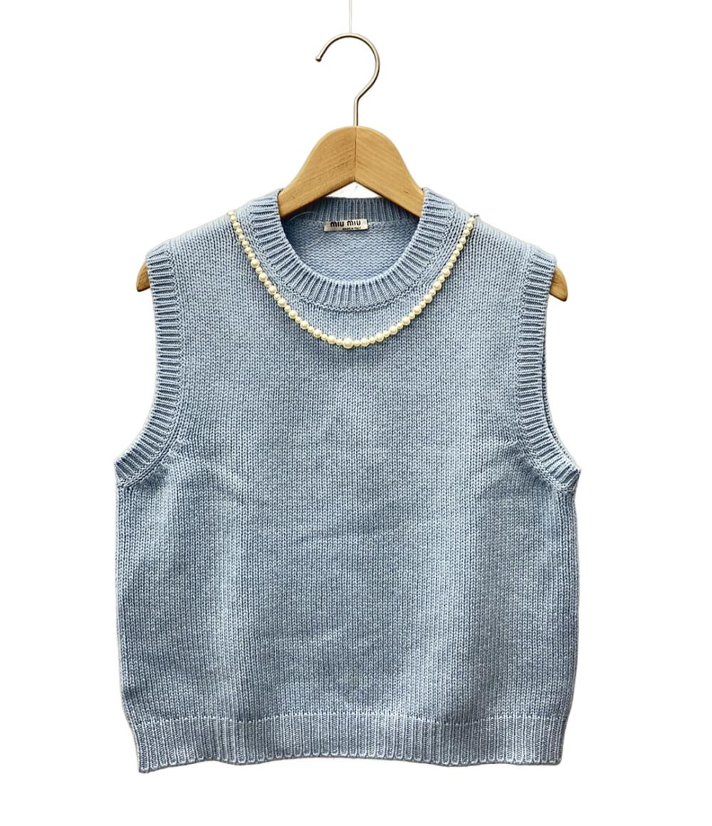 楽天市場】【中古】miu miuクロップドウールニットベスト オフ