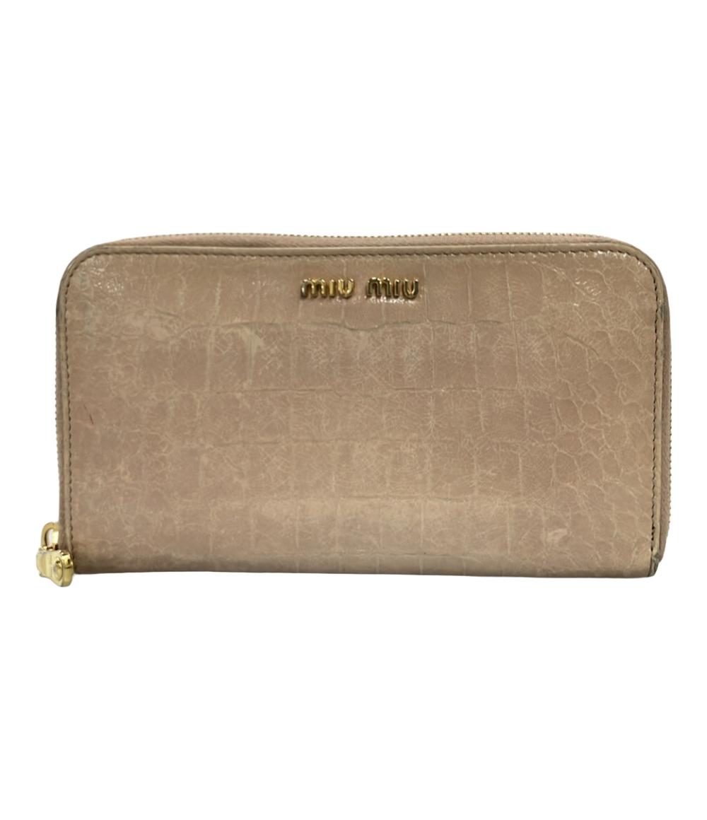 楽天市場】【中古】 miu miu ミュウミュウ 長財布 クロコ調 エナメル