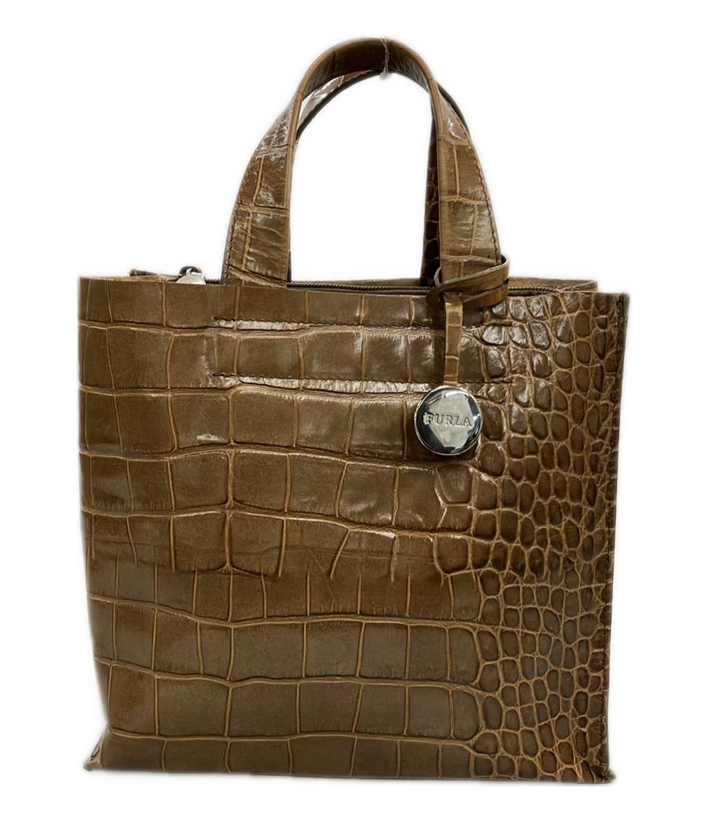 FURLA/クロコダイルエンボスレザー ミニボストンバッグ　ターコイズ FURLA/クロコダイルエンボスレザー ミニボストンバッグターコイズ