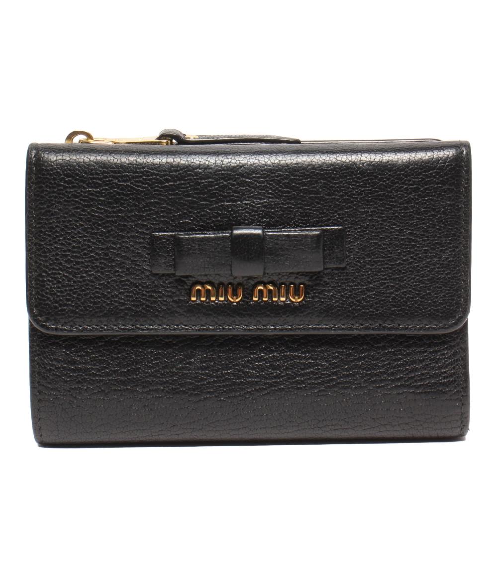 【美品】miu miu ミュウミュウ リボン 三つ折り財布 マドラス Amazon | MIUMIU リボン 三つ折 ミニ財布 マドラス レザー MIU