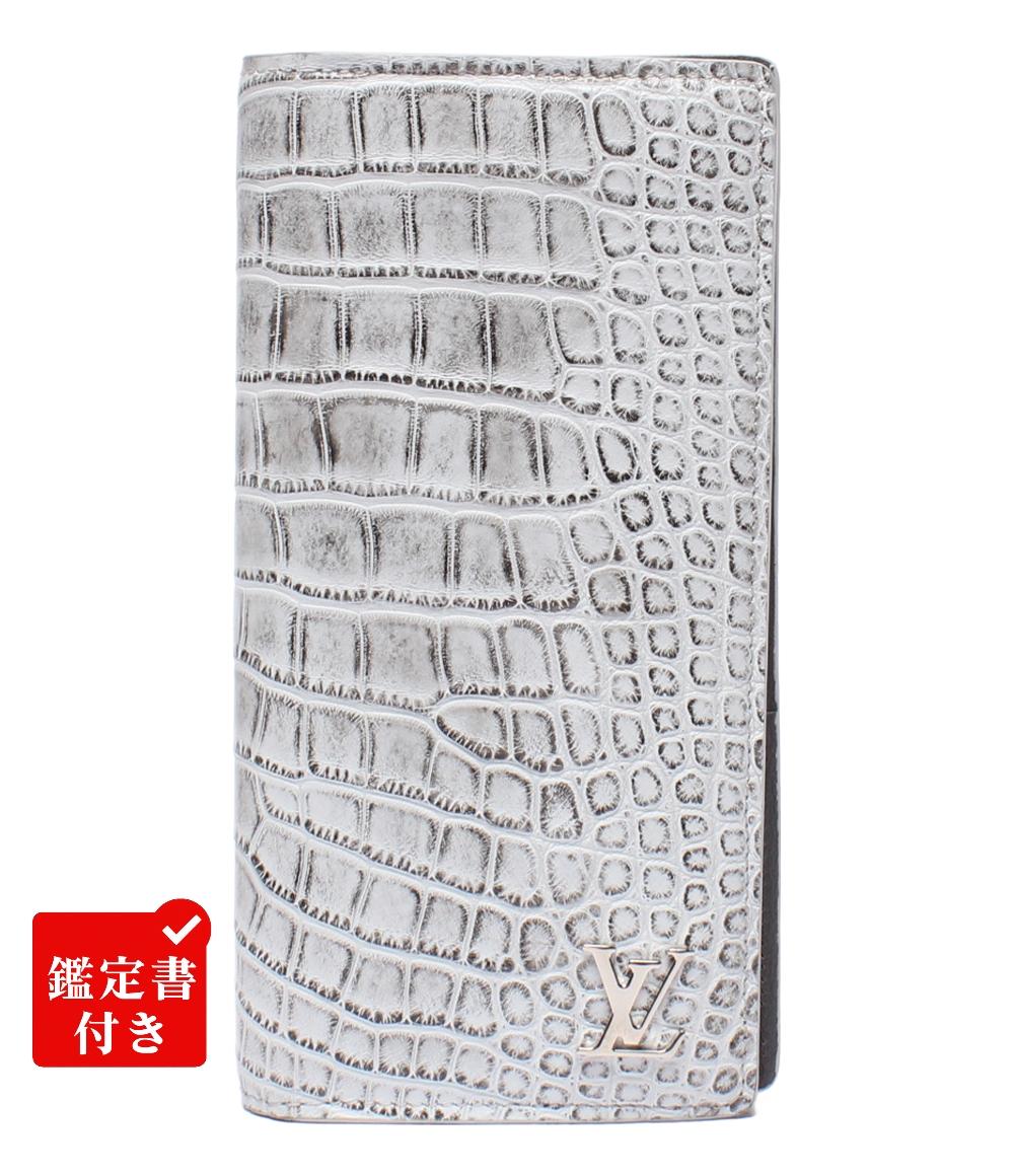 【先着引き換え証11日1:59迄】【中古】 ルイ・ヴィトン 二つ折り長札入れ  エキゾチックレザー クロコダイル ポルトフォイユ・ブラザ N83683 メンズ LOUIS VUITTON