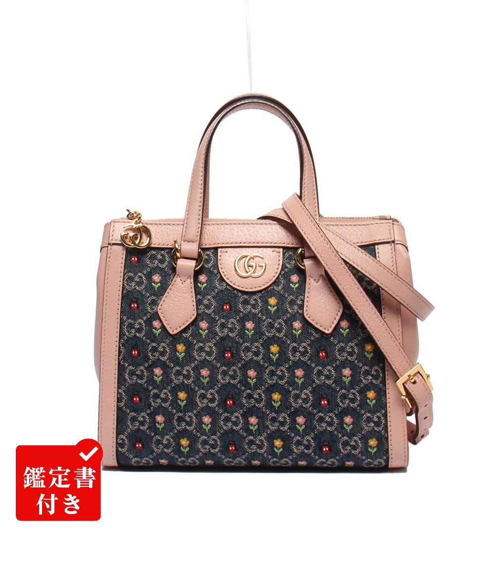 【中古】 グッチ 2wayショルダーバッグ ハンドバッグ 斜め掛け フラワー刺繍 デニム JAPAN EXCLUSIVE オフィディア 547551 520901 レディース GUCCI