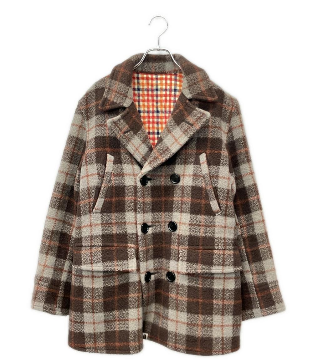 【先着クーポン3日20時~10日1:59迄】【中古】 アベイシングエイプ チェック柄 ピーコート メンズ SIZE M A BATHING APE