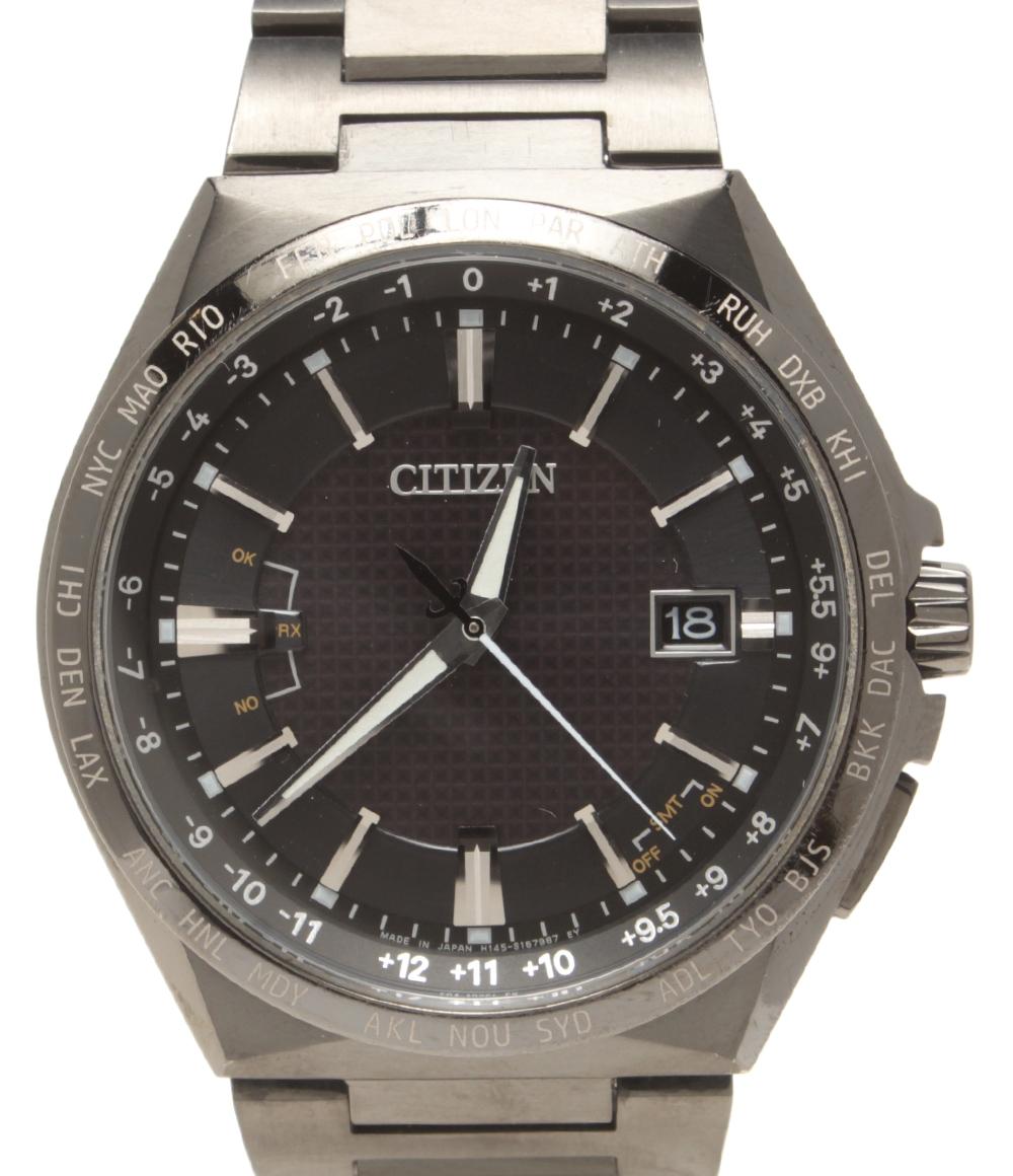 【全品5%OFFクーポン券1日23:59迄】【中古】 シチズン ウオッチ アテッサ  ATTESA ソーラー 黒いこと H145-S122619 メンズ CITIZEN