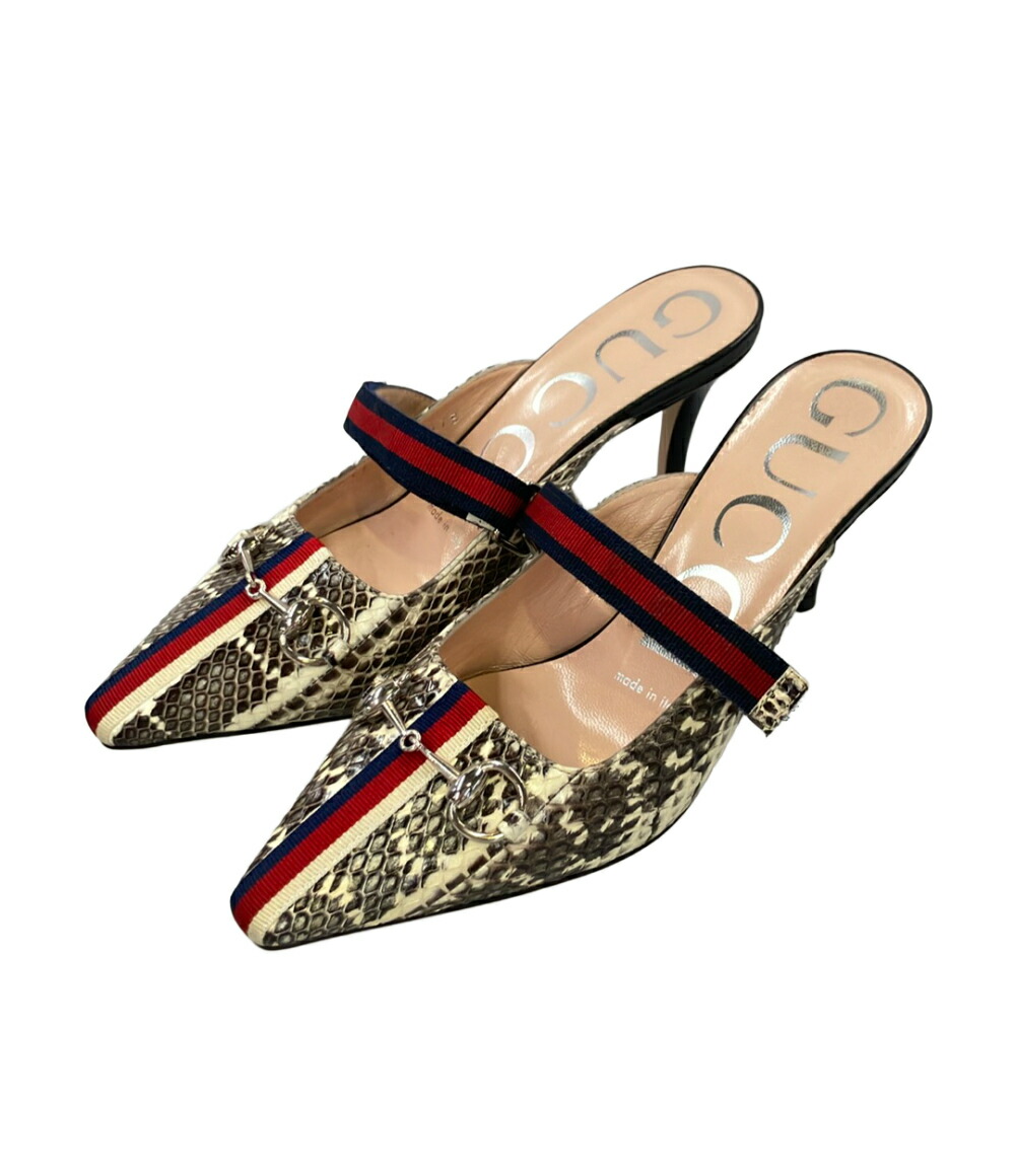 【全品5%OFFクーポン券14日23:59迄】【中古】 グッチ 導管ビット スネークスキン ミュール レディース SIZE 34 (21糎) GUCCI