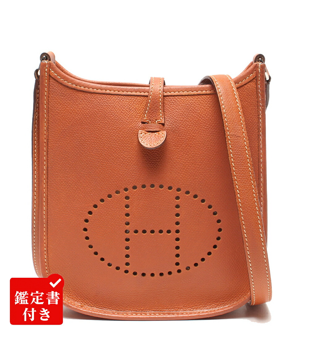【全品5%OFF引き換え証14日23:59迄】【中古】 エルメス ショルダーバッグ 曲がった掛け □H目じるし しろがね色金具 エブリンTPM レディース HERMES