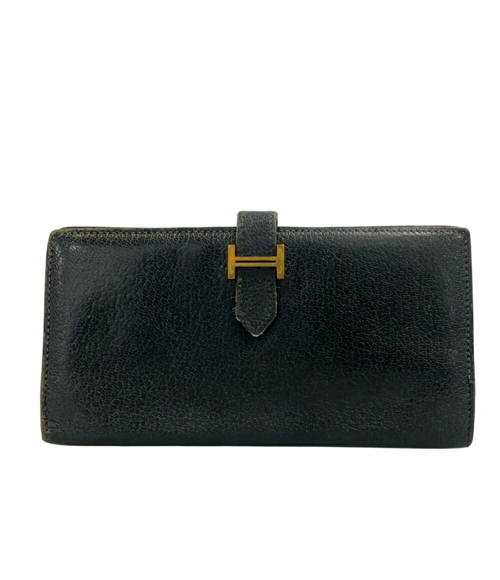 【全品5%OFF引き換え証1日23:59迄】【中古】 エルメス 長紙入れ ゴールド金具 ??H目じるし レディース メンズ HERMES