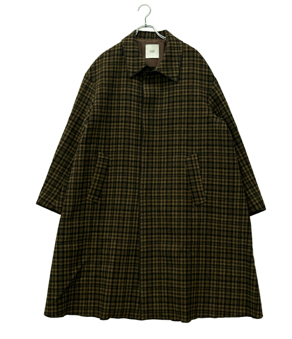 【先着クーポン19日20時～26日1:59迄】【中古】 クラネ チェスターコート スナップボタン チェック柄 スタンドフォールカラービッグシルエットコート 27101-0051 メンズ SIZE 2 (M) CLANE｜Rehello by BOOKOFF