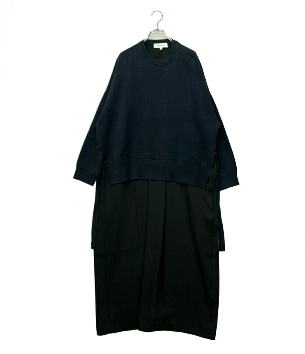 【1,000円OFFクーポン31日23:59迄】【中古】 エンフォルド 長袖ワンピース ニット切替 TAFFETA-SKIRT DRESS レディース SIZE 38 (M) ENFOLD|Rehello by BOOKOFF