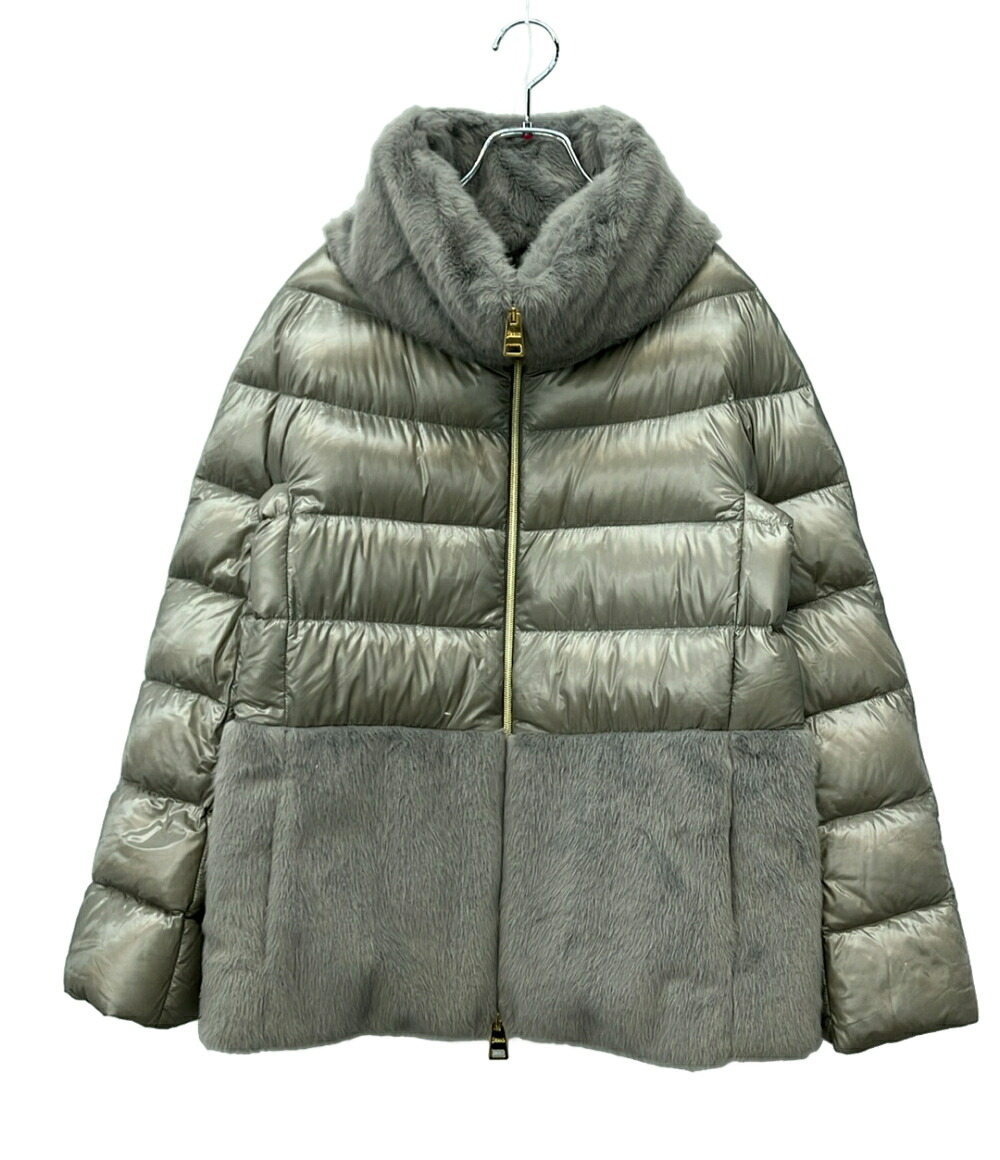 【全品5%OFFクーポン券1日23:59迄】【中古】 地獄ノ 落ち込む上衣 毛革付き添い人 ジップアップ 照明ランプ色つや 66470-62847-9 レディース SIZE 40 (M) Herno