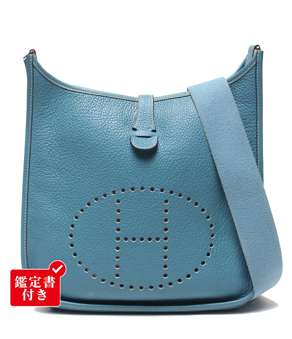 【全品5%OFF引き換え証14日23:59迄】【中古】 エルメス ショルダーバッグ □I目じるし しろがね色金具 肩かけ 曲がった掛け エブリン1 PM レディース メンズ HERMES
