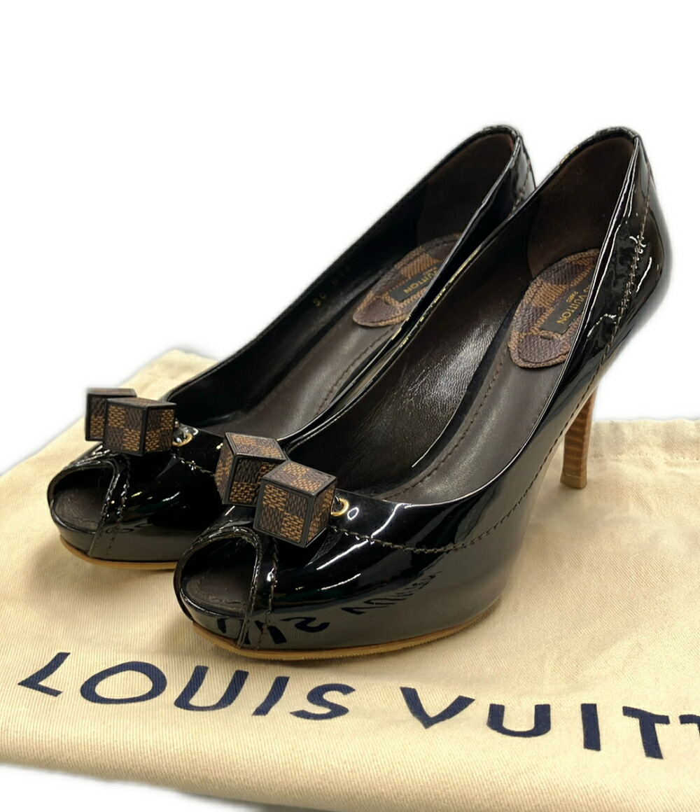 【中古】 美品 ルイ・ヴィトン ダミエ オープントゥエナメルパンプス SC 0181 レディース SIZE 36 1/2 LOUIS VUITTON｜Rehello by BOOKOFF