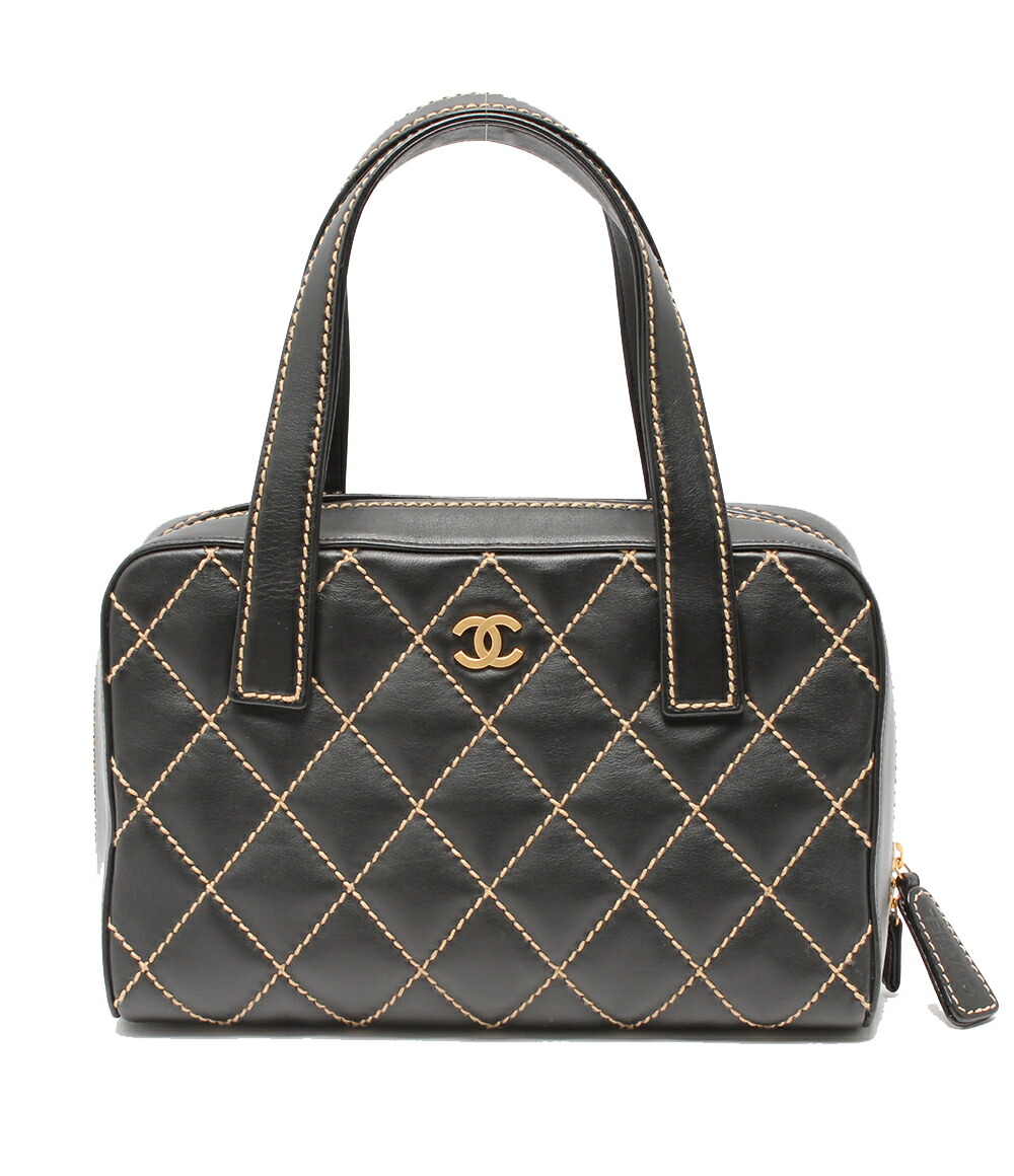 香奈尔粗矿针脚黑色手提包chanel女士