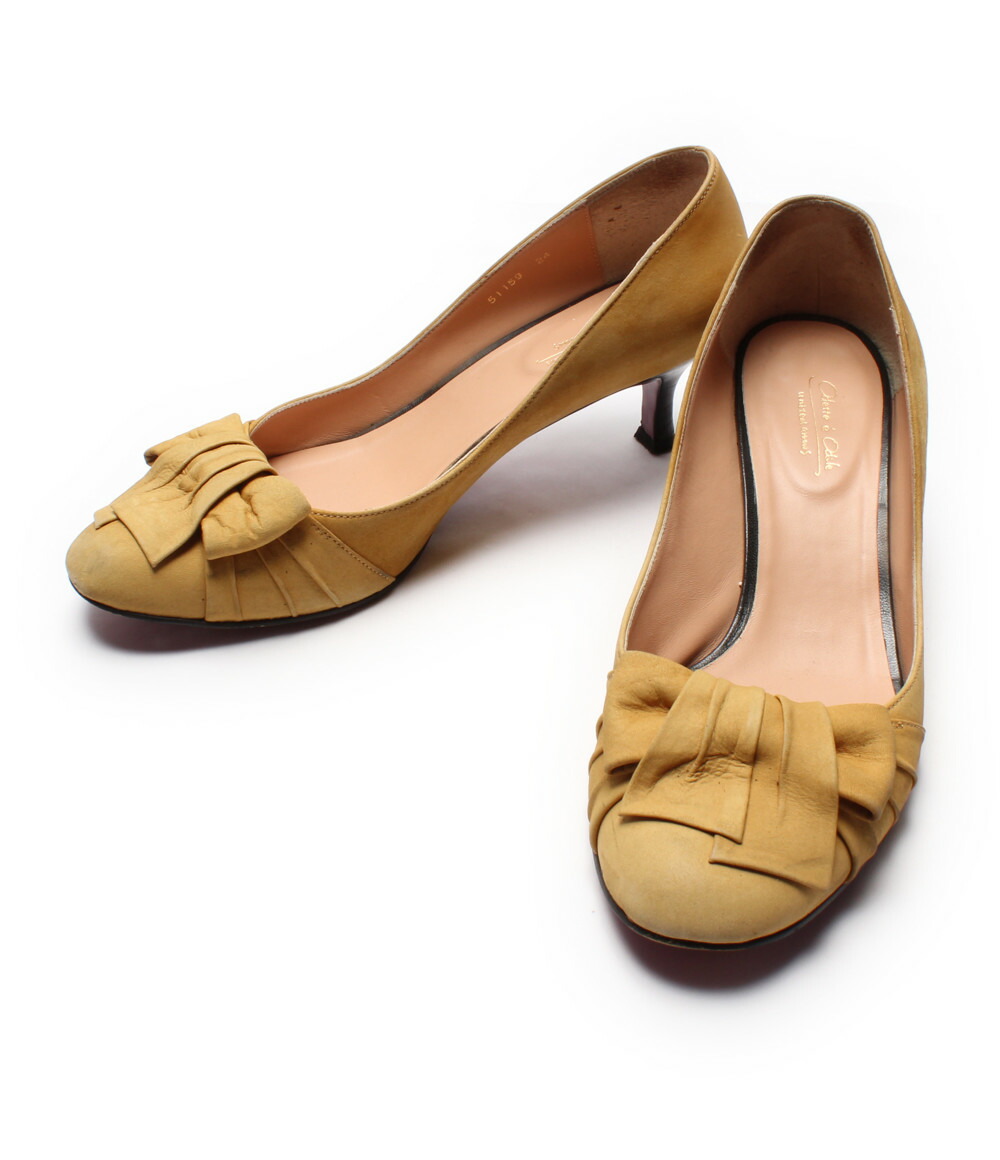 size约24cm(l)蝴蝶结女用浅口无扣无带皮鞋odette e odile女士