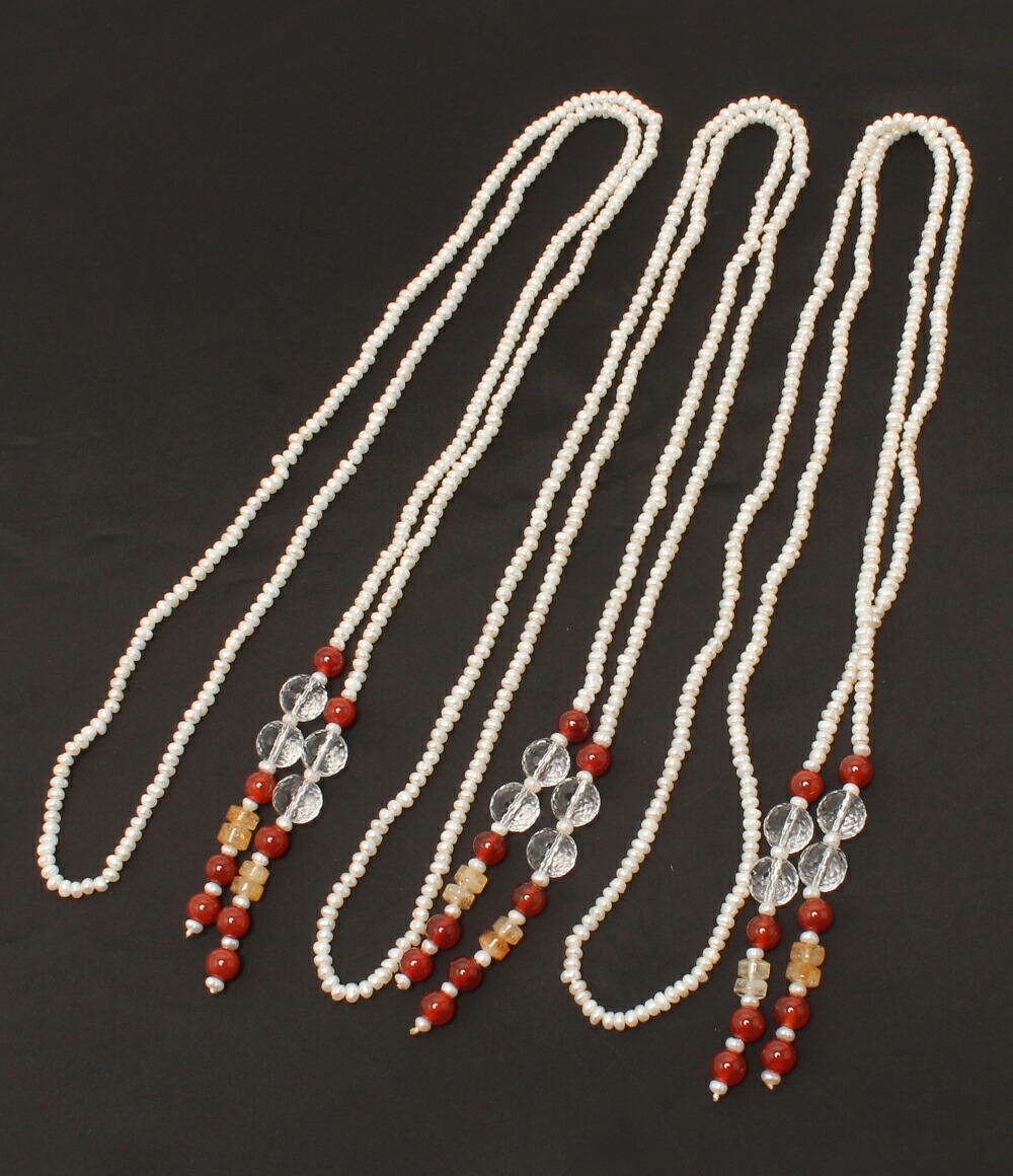 淡水珍珠玛瑙水晶天然石头rariettonekkuresu 3瓶一套女士