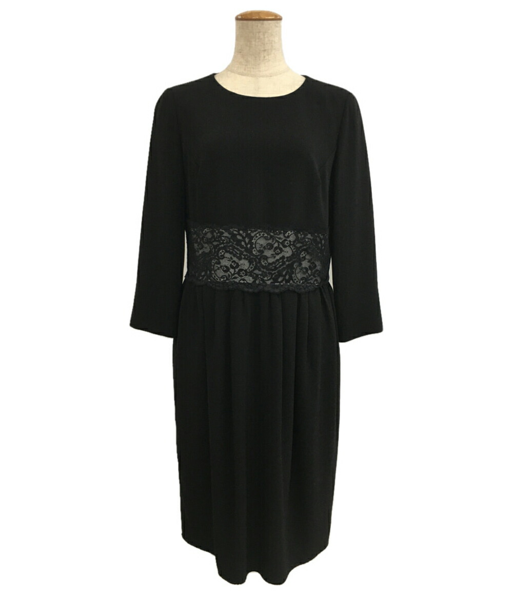 中古 ランバン 長袖ワンピース ブラック ウエストレースデザイン レディース Size 40 Lanvin Hollerner Hof De