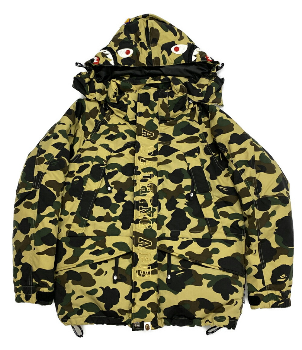アベイシングエイプ フード付 ダウンジャケット黄カモ A BATHING APE（ジャケット/アウター ・ イエロー/黄色系）の