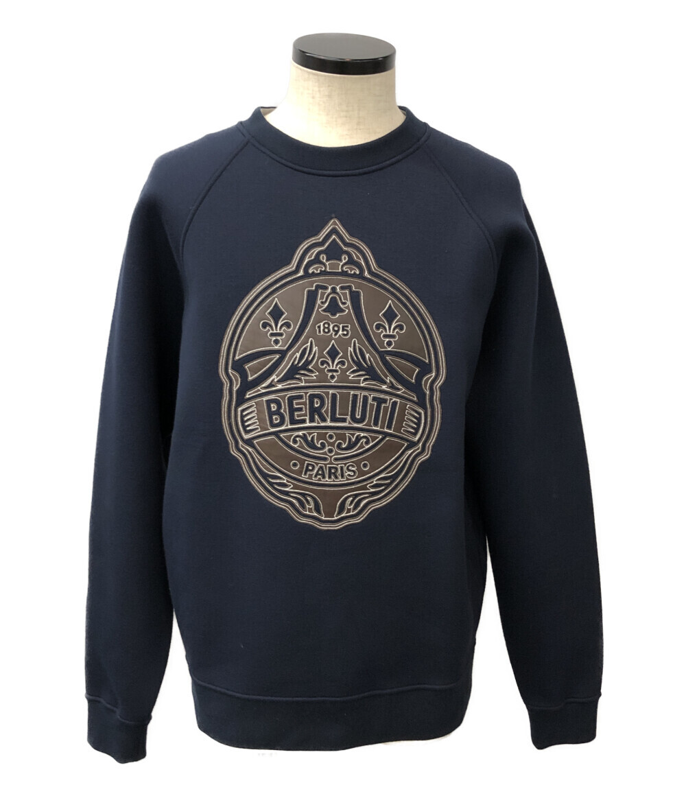 新品同様 ベルルッティ ロゴ入り長袖スウェット 濃紺 L 新品同様 ベルルッティ ロゴ入り長袖スウェット 濃紺 L