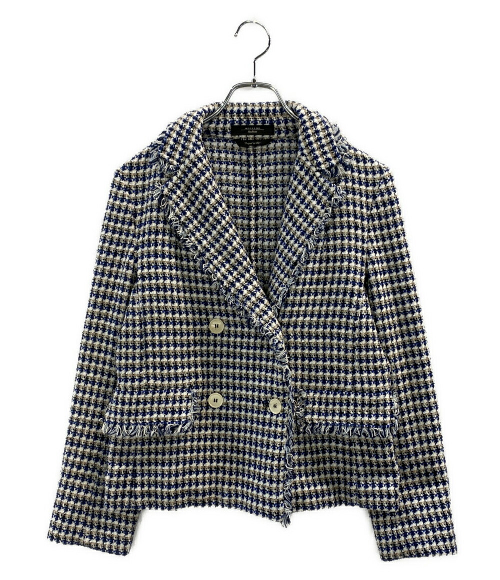 マックスマーラ ウィークエンド 袖リブニット切替 ツイード ジャケット