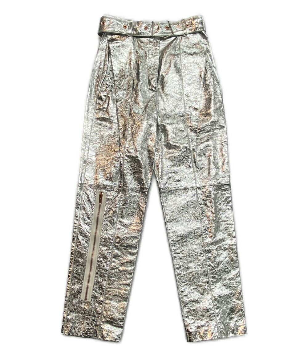 【中古】 プロエンザスクーラー ズボン下 Metallic leather ZIP TROUSERS レディース SIZE 2 Proenza Schouler