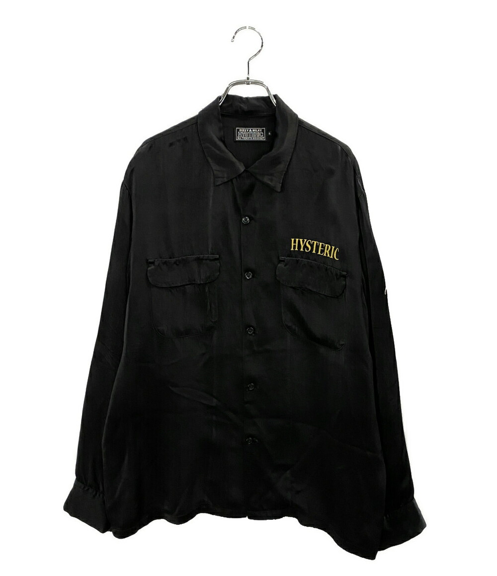 【中古】 ヒステリックグラマー 長袖シャツ スーベニアシャツ ブラック 刺繍 02241AH14 メンズ SIZE L HYSTERIC GLAMOUR