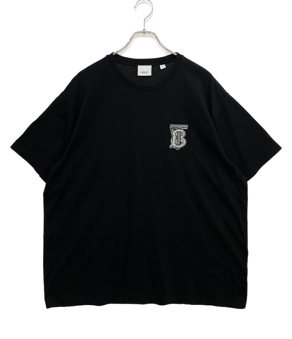 新品】バーバリー　Tシャツ　黒　バーバリーチェック　（4）L-LLサイズ 関税負担なし☆Burberryチェックコットン オーバーサイズTシャツ