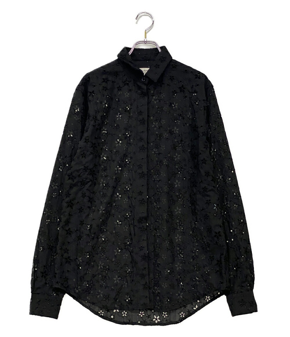 楽天市場】【SAINT LAURENT/サンローラン】 長袖シャツ シルク 黒