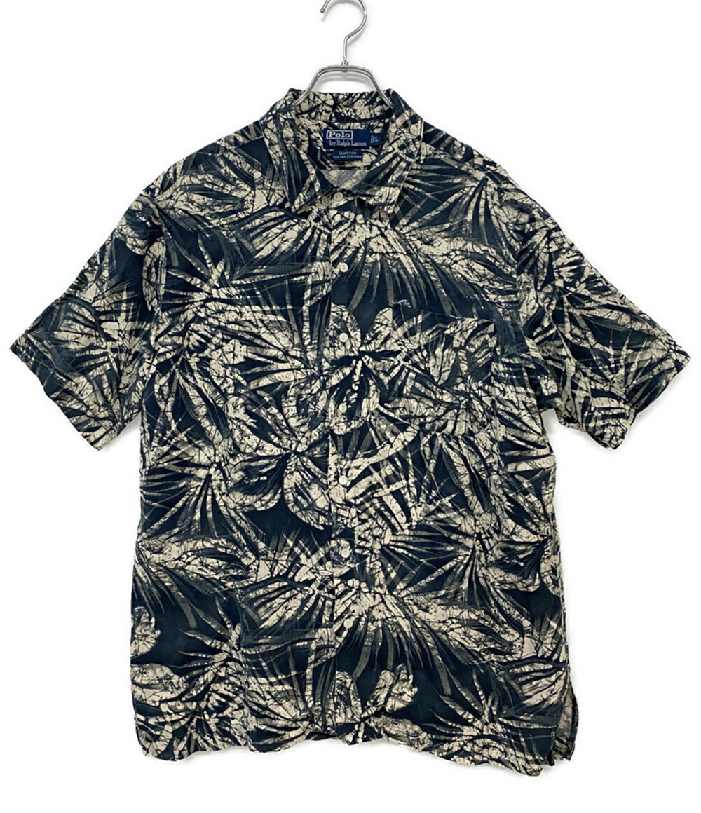 超スペシャル 90s ポロ ラルフローレン スクエアドット シャツL ブラック 90s Polo by Ralph Lauren S/S オープンカラーシャツ ラルフ
