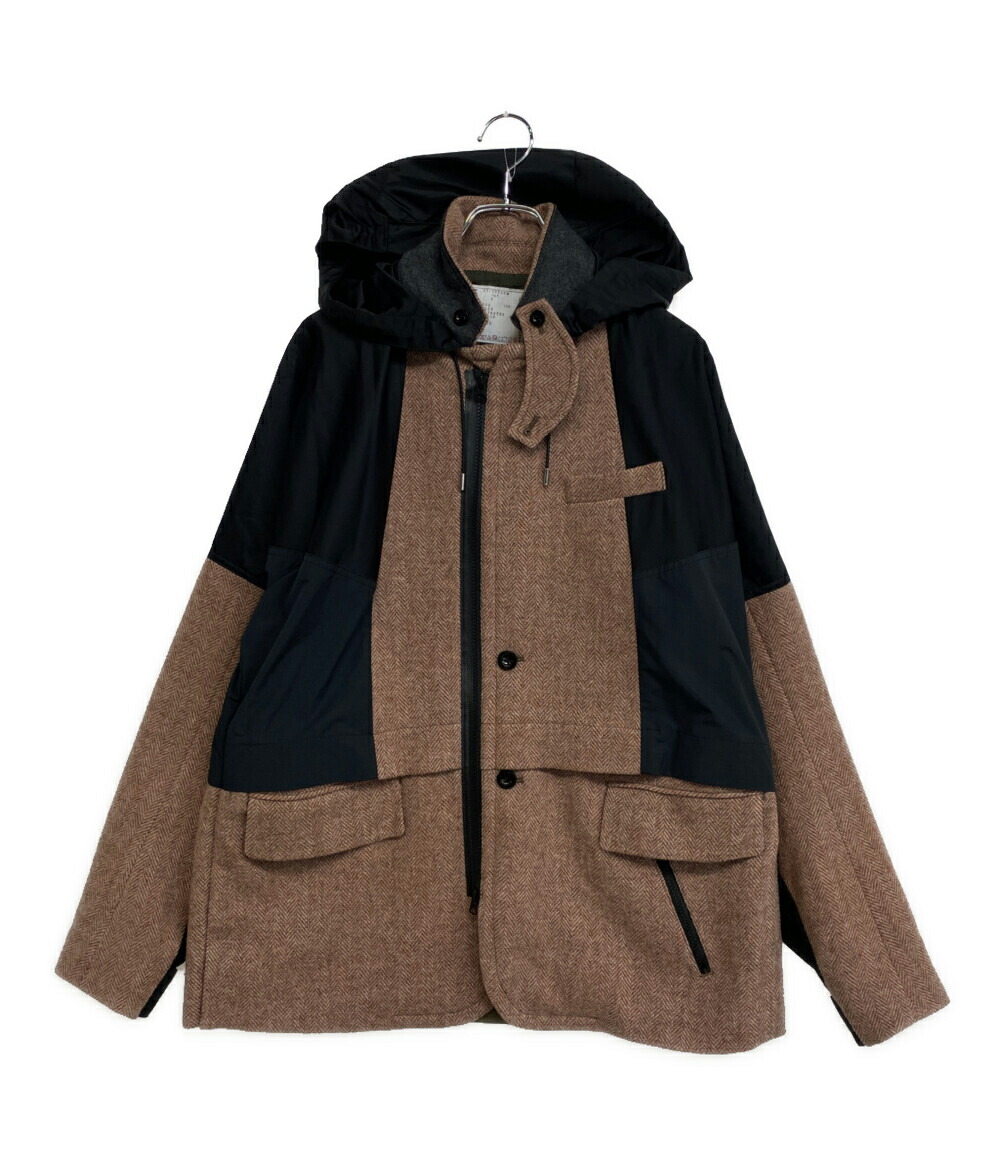 【中古】 サカイ フーディジャケット Herringbone Jacket  ピンクブラウン 21-02625M メンズ SIZE 2 sacai