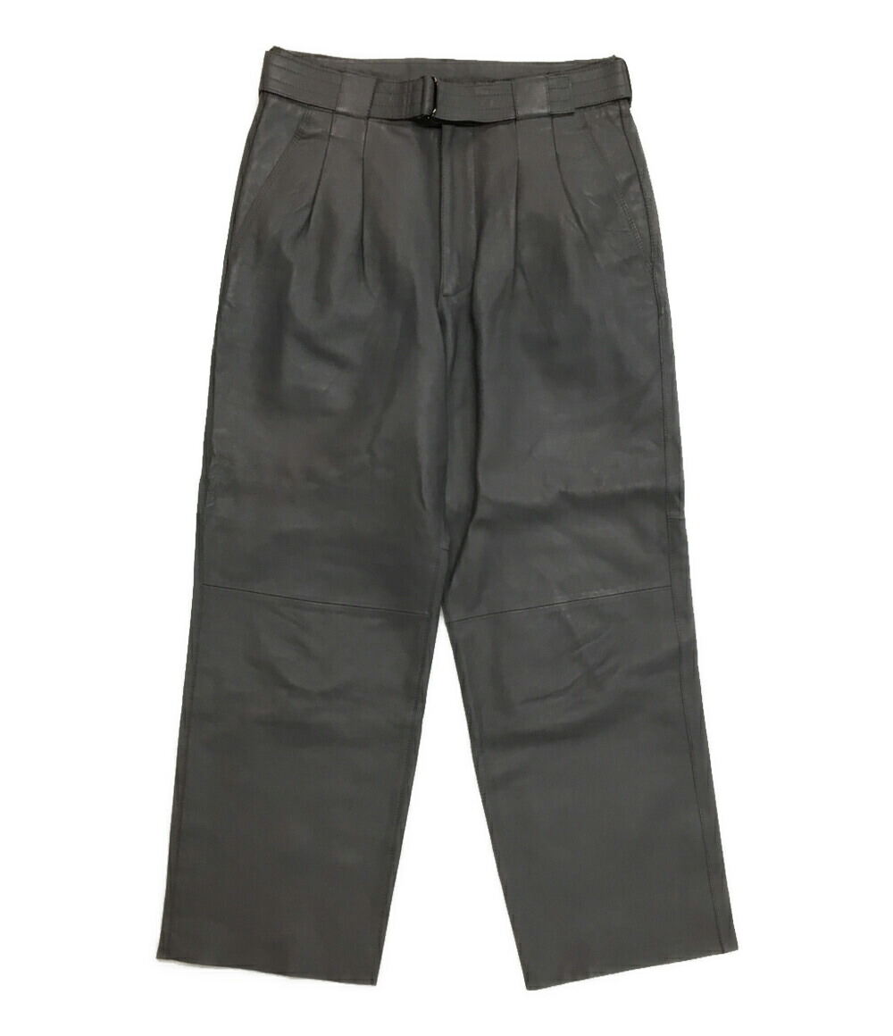 楽天市場】【中古】YOKE 21AW BELTED LEATHER 2TUCK TROUSERS レザー