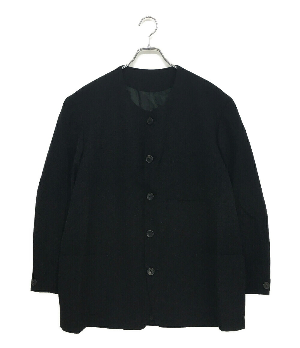 【中古】 ワイズ フォー メン ノーカラージャケット 3ポケット ブラック 94AW MV-J15-106 メンズ SIZE S Y's for men