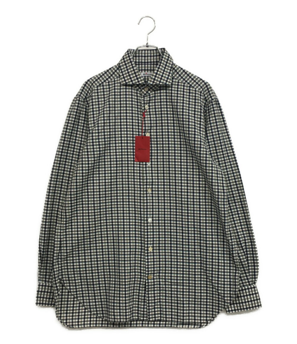 【中古】美品 キートン 長袖フランネルシャツ ギンガムチェック メンズ SIZE 42 kiton