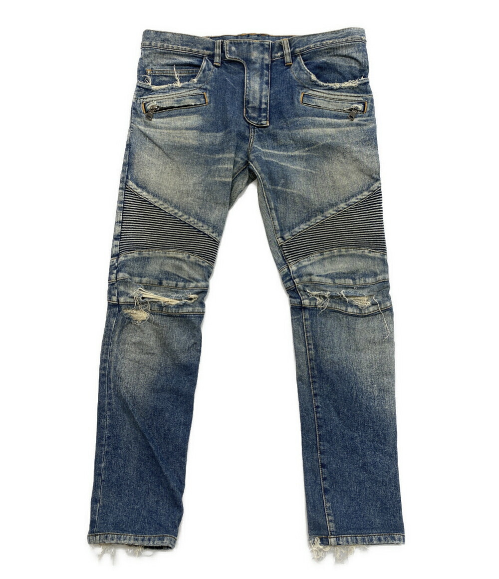 正規品 BALMAIN バルマン デニム ジーパン バイカー パンツ 楽天市場】BALMAIN バルマン デニム バイカーパンツ ダメージ加工