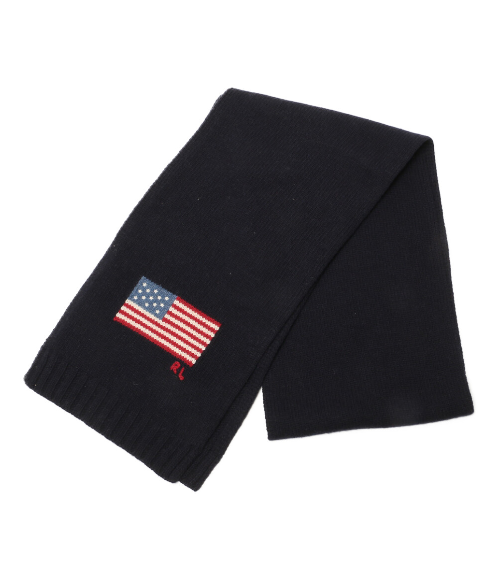 【中古】美品 ポロ・ラルフローレン ストール 星条旗 アメフラ ネイビー RL メンズ POLO RALPH LAUREN