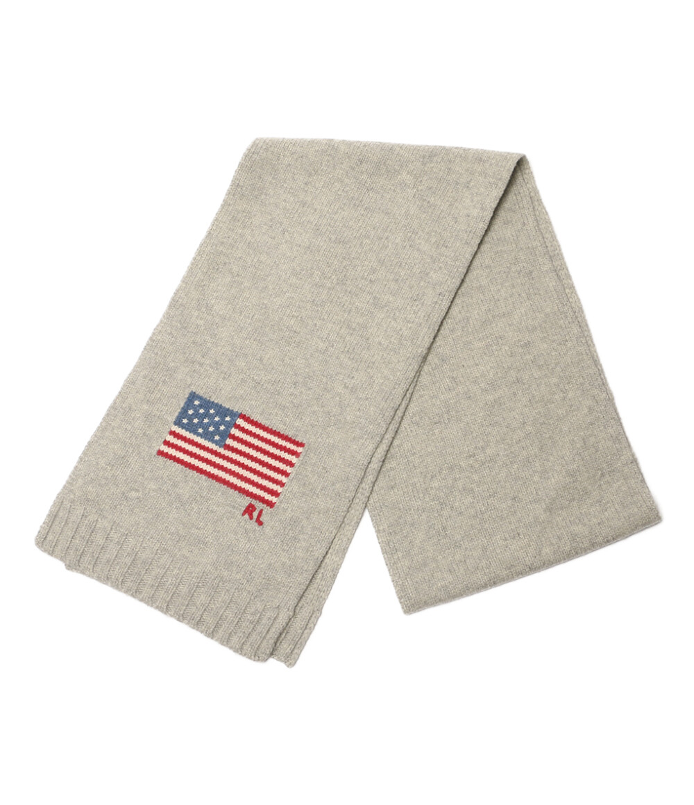 【中古】美品 ポロ・ラルフローレン マフラー 星条旗 アメフラ グレー RL メンズ POLO RALPH LAUREN|Rehello by BOOKOFF